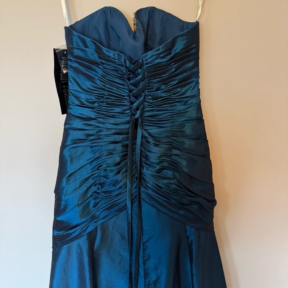 Y2K NWT Precious Formals Midnight Blue Beaded Strapless Gown Size 4 | Prom Dress - Picture 7 of 10